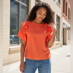 Gianni Bini Tiered Ruffle Sleeve Blouse - XS